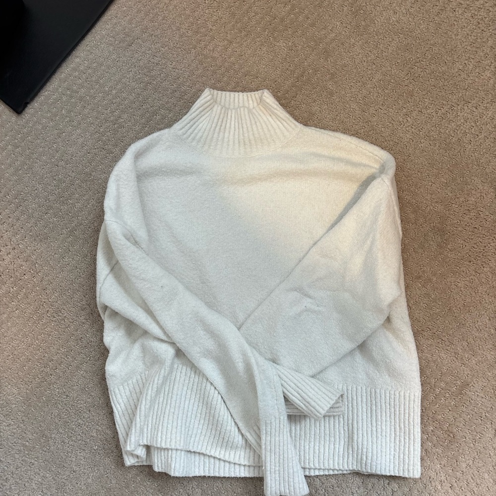 & Other Stories Cream Ribbed Cowl Neck Sweater